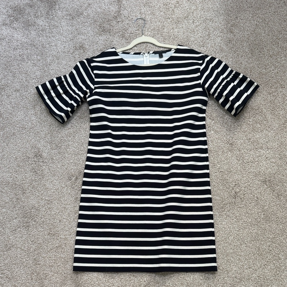 J. Crew Black and White Striped Mini Dress